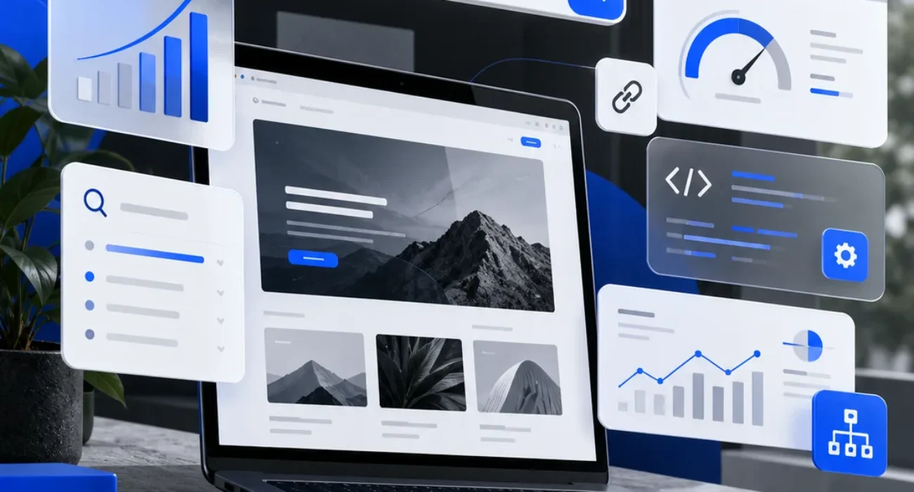 SEO website audit, technical optimization and search visibility illustration by Smora Digital