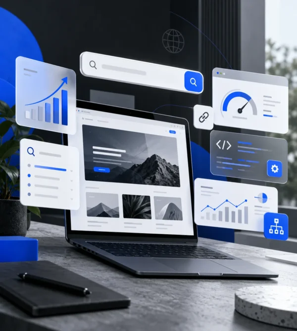SEO website audit, technical optimization and search visibility illustration by Smora Digital